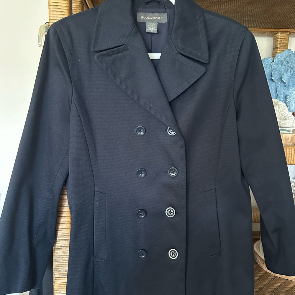 Banana Republic Women's Navy Double-Breasted Pea Coat